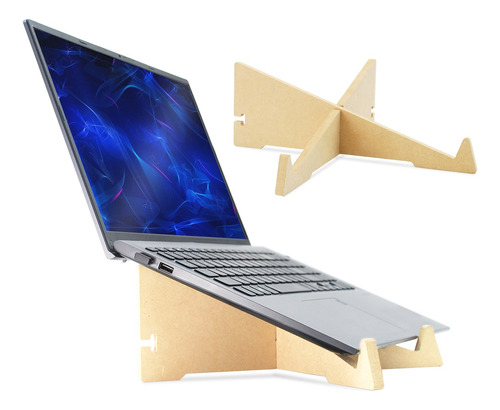 Soporte Apoya Notebook Madera Laptop + Grabado Personalizado