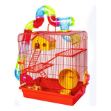 Gaiola Hamster Com Casa Grande Completa 3 Andares Tubo Luxo 