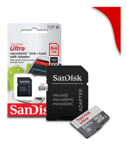 Cartão De Memória Microsd Sandisk De 64gb Para Câmeras 