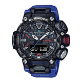 Reloj Casio G-shock Gr-b200-1a2 Gravitymaster Carbono Azul Color Del Bisel Negro Color Del Fondo Negro
