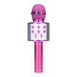 Microfone Karaoke Bluetooth 2 Altofalant Usb Grava Rosa Pink