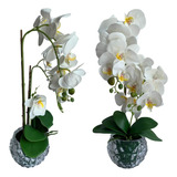 3 Plantas De Orquídeas Brancas Artificiais Realista 50 Cm