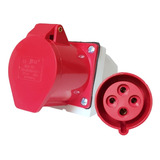 Tomada De Sobrepor 3p+t / 32a / 380v / 6h / Vermelha - Ip44