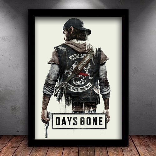 Quadro Gamer Days Gone Ps4 C/ Moldura 43x33cm A3