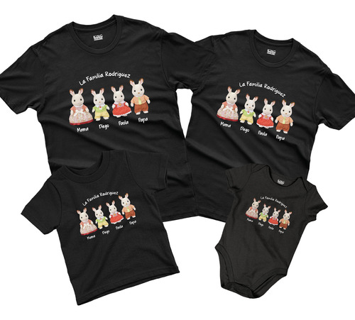 Combo Playeras Familia Sylvanian Ternurines Personalizada X4