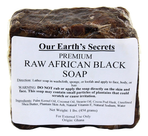 Jabón Negro Our Earth's Secrets Crudo Africano 1 Libra