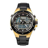 Reloj By Skmei Para Hombre 1016 Color Negro/dorado Pantalla