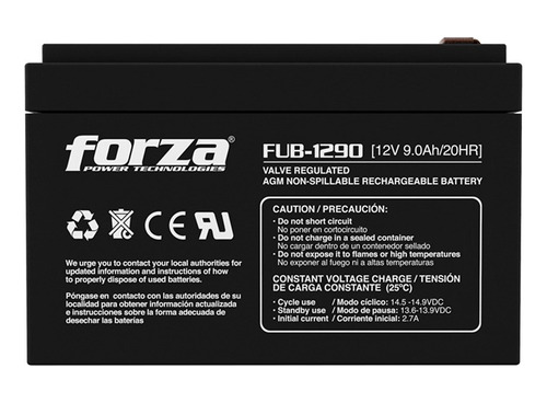 Bateria Para No Break Forza Fub-1290, 12v/9ah