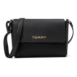 Bandolera Con Solapa Tommy Hilfiger Melissa Ii, Tono Negro