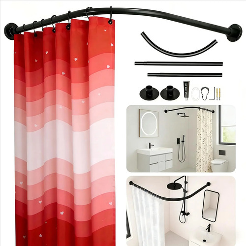 Tubo Cortinero Para Baño En Escuadra Barra De Ducha 75-95cm
