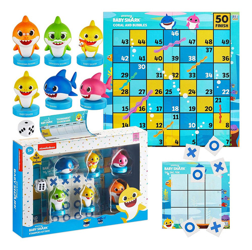 Juego De Tablero De Juego Baby Shark Tic-tac-toe, Toboganes