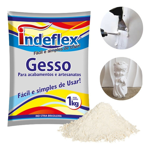 Saco De Gesso Em Pó Seca Rápido 1kg - Artesanato E Reparos 