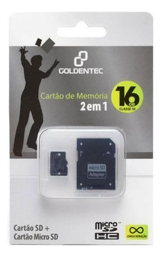 Cartão De Memória Microsd 16gb Com Adaptador | Goldentec Gol