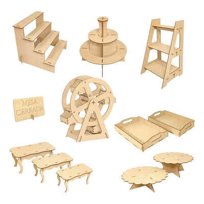 Kit Mesa De Dulces Candybar En Mdf Muebles Para Cupcakes P11 Color MDF NATURAL | MercadoLibre