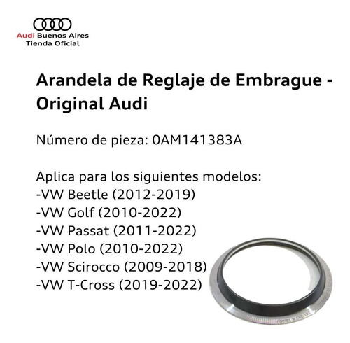 Arandela/retn De Reglaje De Embrague Audi A1 2011 Al 2018 Foto 3