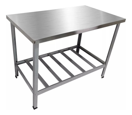 Mesa Bancada 120x70x85 P/ Cozinha Industrial Inox Reforçada