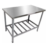 Mesa Bancada 120x70x85 P/ Cozinha Industrial Inox Reforçada