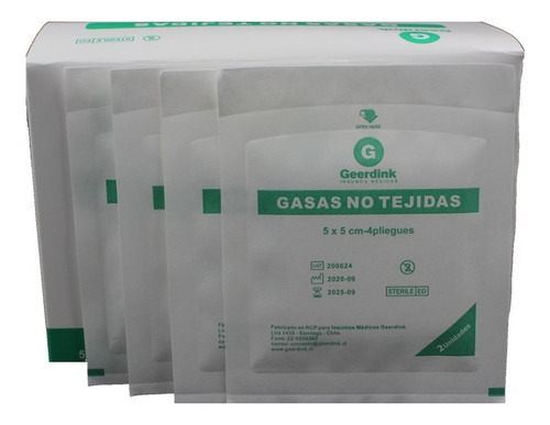 Gasas No Tejida Estéril 5x5 Cm, 600 Sobres X 2 Un.