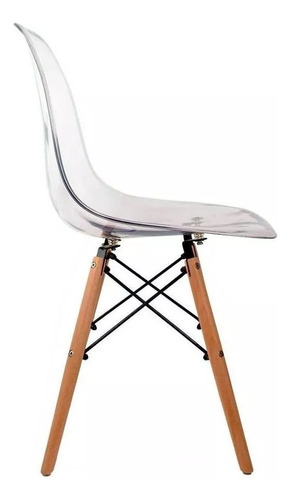 Cadeira Charles Eames Eiffel Wood Design Varias Transparente