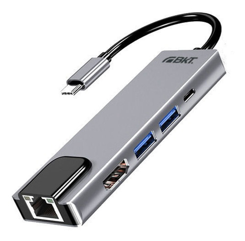 Bkt Hub Adaptador Tipo C A Hdmi 2 Usb 3.0 Usb C Rj45  Ppct