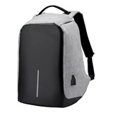 Mochila Antirrobo Impermeable Porta Notebook Usb Anticorte Color Gris Diseño De La Tela Liso