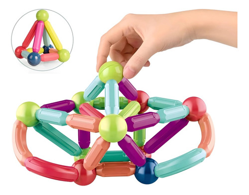 Juego Bloques Magneticos Niños 42 Piezas Iman Educativo