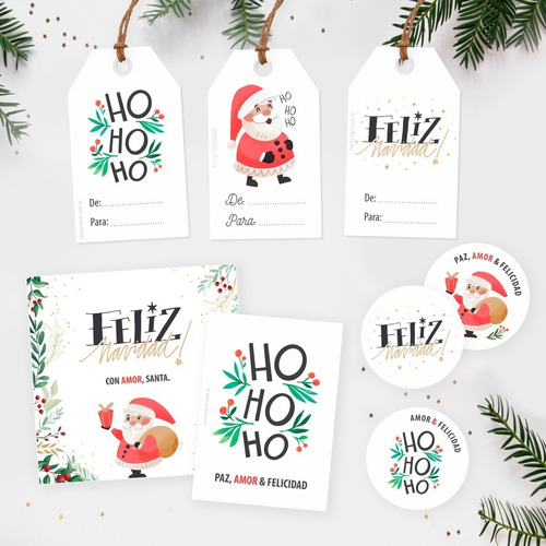 Kit Imprimible Etiquetas Navidad - Tarjetas Tags Stickers