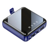 Power Bank Mini Pila Batería Recargable Kimhi De 20,000mah Color Azul, Con Linterna Y Display Digital Doble Usb