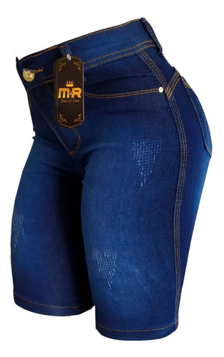 Kit 3 Bermuda Feminina Ciclista Jeans Lycra Ate O Joelho 