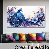 Cuadro Pavo Real  Brillante Colores Canvas Elegant 60x90