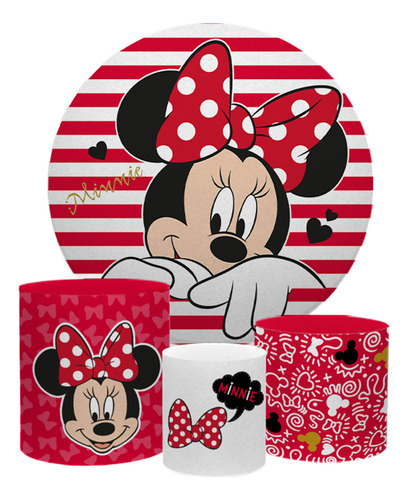Kit Painel Redondo 1,50 + Trio Cilindros Minnie