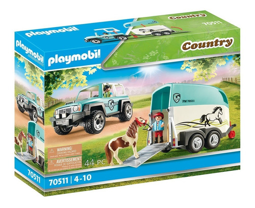 Playmobil Country 70511 Coche Con Remolque Para Poni Caballo