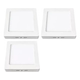 Pack 3  Foco Panel Plafon Led Sobrepuesto Cuadrado 12w