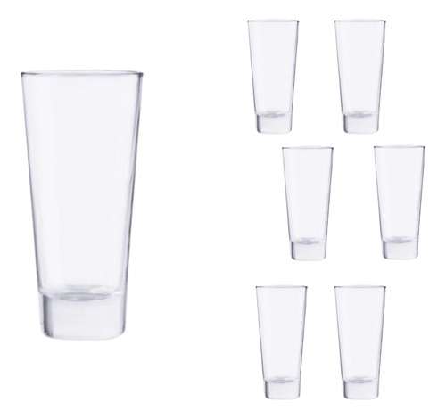 Set 6 Vasos De Vidrio Fondo Grueso Alta Calidad Lujo 370 Ml