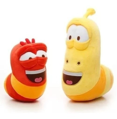 Serie Larva Tuba Amarillo Y Roja Set De Dos Peluches