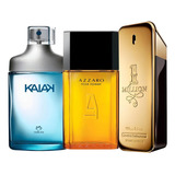 Kit 3 Perfumes Tradicional Masculinos Intenso Kaiak, Azzaro E One Million 100ml Cada