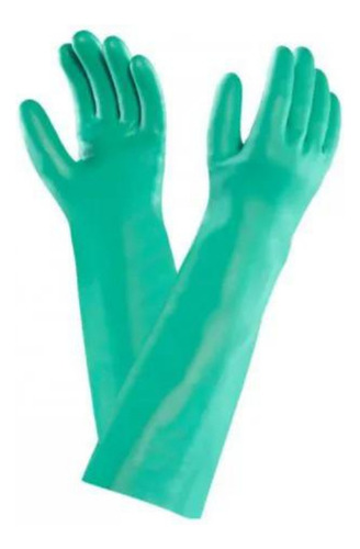 Luva Nitrílica Verde Com Forro Produtos Químicos Limpeza Epi