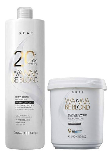 Braé Pó Descolorante 500g + Ox Wanna Be Blond 20 Vol 900ml