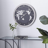 Reloj De Pared De Metal Con Mapa Del Mundo, 25 X 2 X 25 PuLG