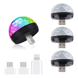 Mini Luz De Discoteca Usb Con Adaptador De Teléfono Móvil, D