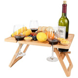 Mesa De Picnic De Vino De Bambú Tirrinia, Regalo Ideal Para 