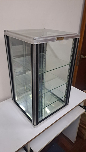 Exhibidor Vertical Mostrador Vidrio Y Aluminio 35x35x60