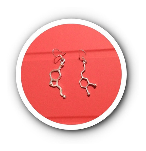 Aretes Molecula Dopamina Y Serotonina Amor Química Plata925