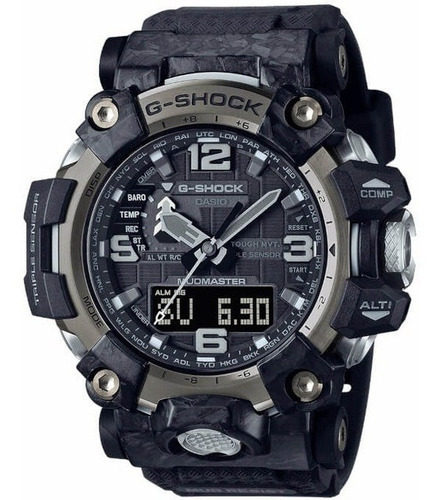 Relógio Casio G-shock Mudmaster Gwg-2000 Cor Da Correia Preto Cor Do Bisel Prateado Cor Do Fundo Preto