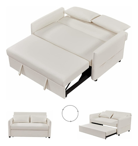 Sofa Cama Convertible 3 En 1 Color Blanco Marca Gynsseh 