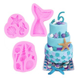 6pc Fondant De Molde Silicona Cola De Sirena Mar