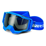 Antiparras Motocross Wirtz Element Plus + Enduro Atv Mtb Lente Espejado Silver Armazón Azul Talle Adulto