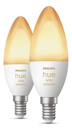 Set 2 Ampolletas Philips Hue E14 White Ambience Calido~frío