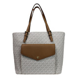 Bolsa Para Mujer Marca Michael Kors 38f9gttt3b Color Blanco Color De La Correa De Hombro Marrón Claro Diseño De La Tela Monograma