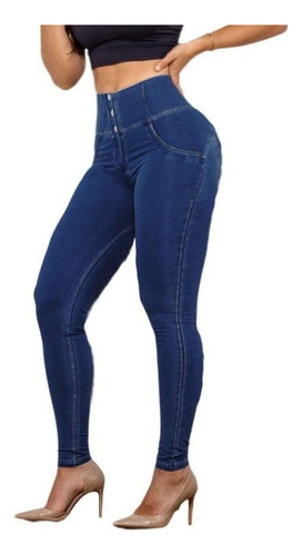 Jeans Mujer Skinny Tiro Alto Realce Cadera